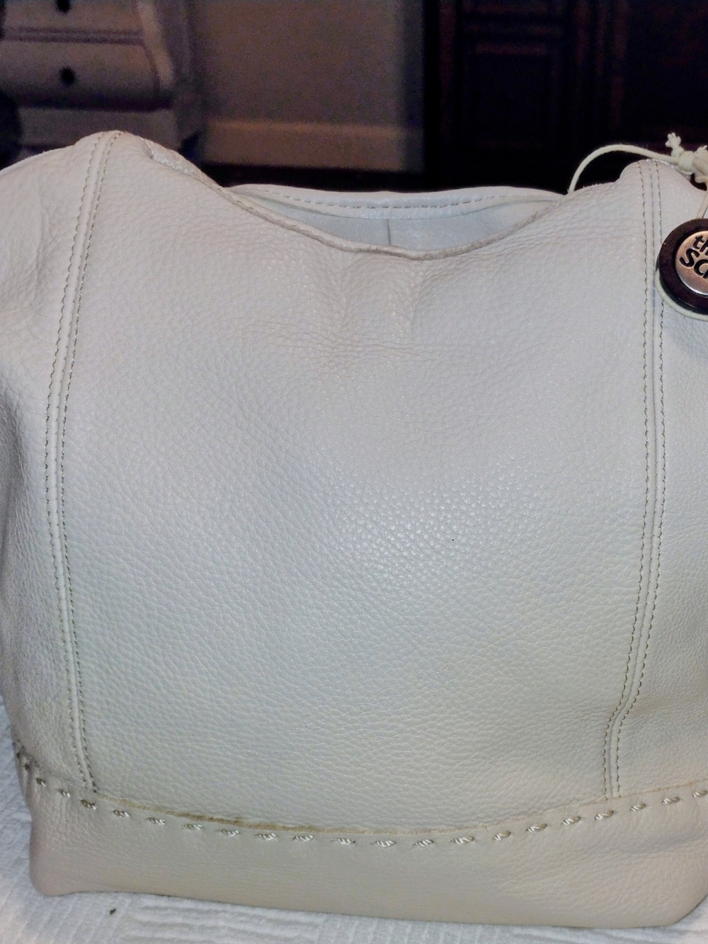 Vintage The Sak Taupe Pebbled Leather Shoulder Hobo Tote - Picture 11 of 15
